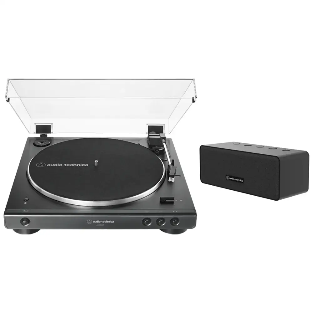 Tornamesa Automática AT-LP60XBT negra y Altavoz Bluetooth AT-SP65XBT