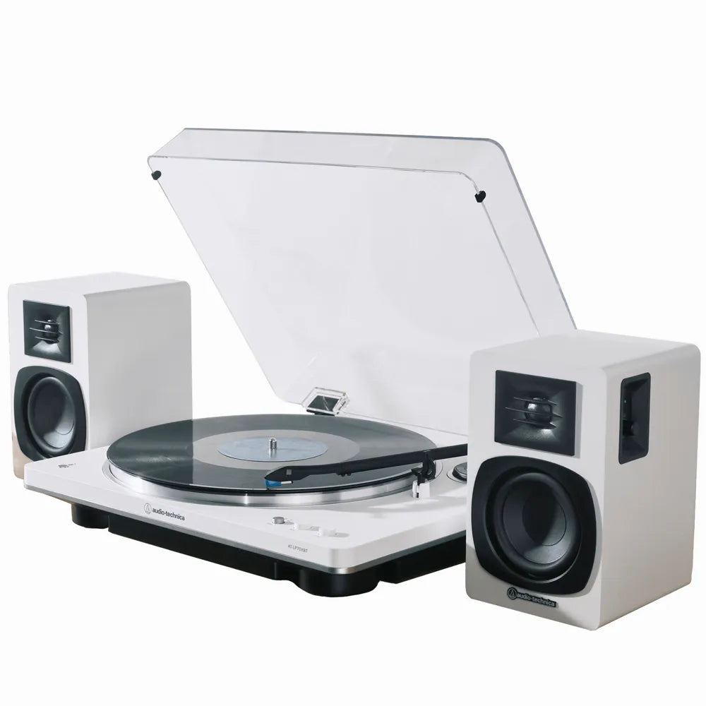 Tornamesa Automática AT-LP70XBT-WS y Altavoces Bluetooth AT-SP3XWH
